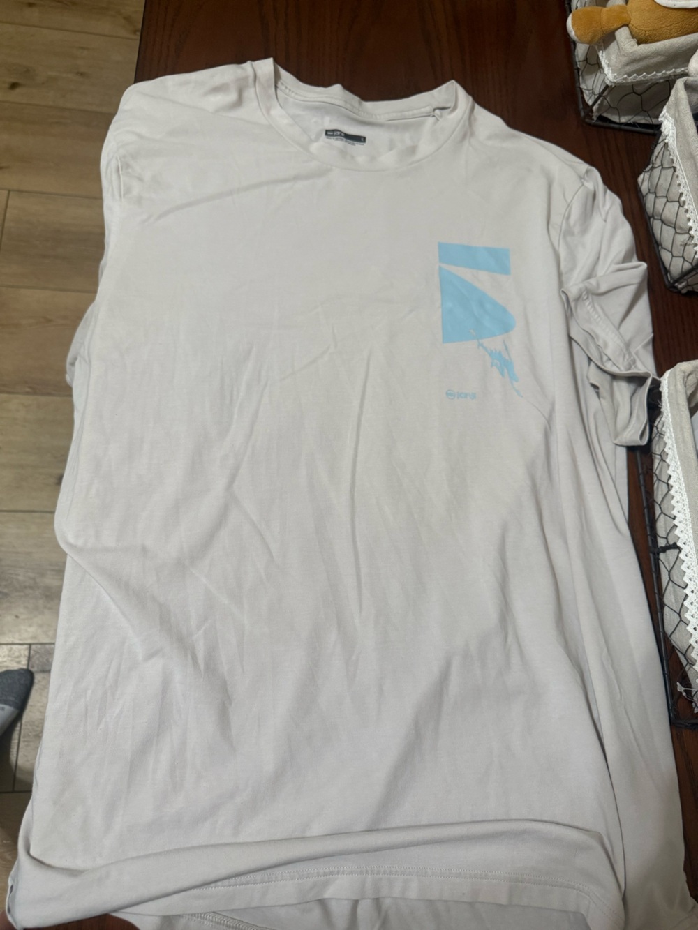 Janji Light Gray Short Sleeve Tee with Pale Blue Logo